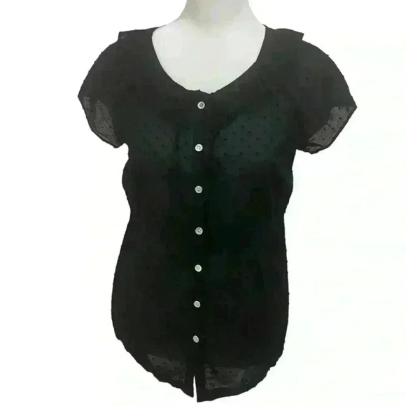 J.Crew Women’s Swiss Dot Tiered Flutter Sleeve Blouse - Picture 2 of 12